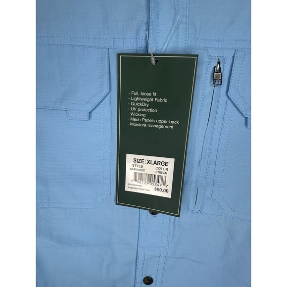 Field & Stream Universal Travel Shirt Fishing Stream‎ Blue Men's Size XL NEW - Picture 3 of 6